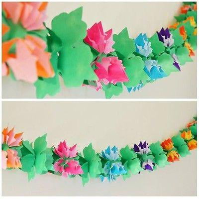 2 Pack, 9 ft Long Each Paper Flower Garland Decoration for Luau Party 